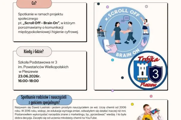Scroll Off – Brain On: spotkanie o higienie cyfrowej w SP3 Pleszew