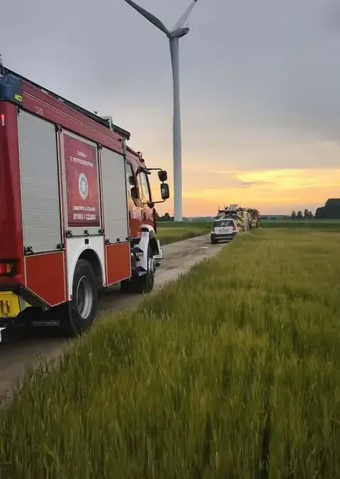 Fałszywy alarm w Łęgu – zadymienie z turbiny wiatrowej