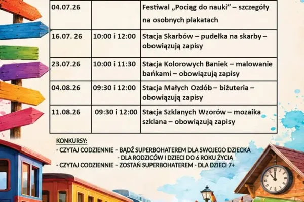 Letni Pociąg Wyobraźni wjeżdża do biblioteki – wakacyjne atrakcje dla dzieci