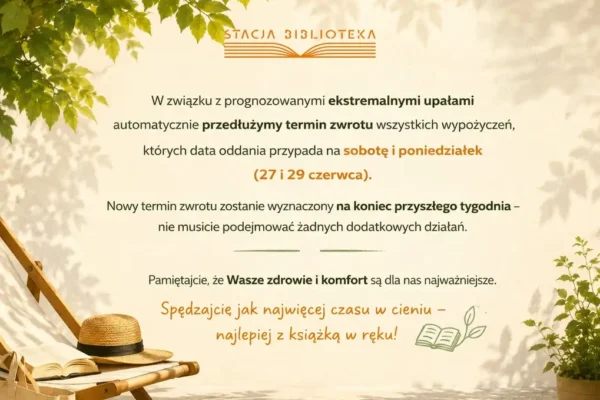Biblioteka w Pleszewie przedłuża terminy zwrotów z powodu upałów