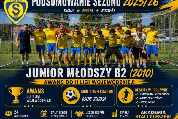 Junior Młodszy B2 Stali Pleszew z awansem do II ligi wojewódzkiej