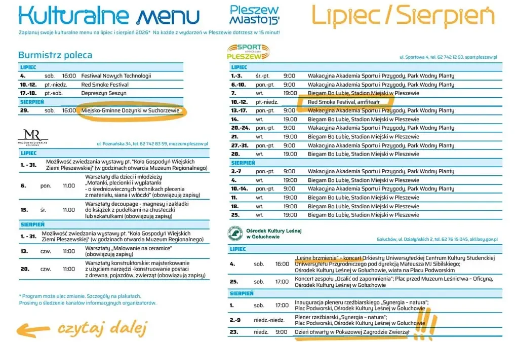 Kulturalne Menu na wakacje 2026 w Pleszewie – lipiec i sierpień pełne atrakcji