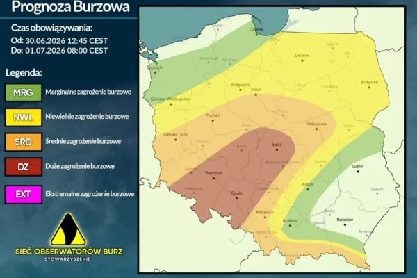 Ostrzeżenie meteorologiczne: groźne burze z gradem i silnym wiatrem