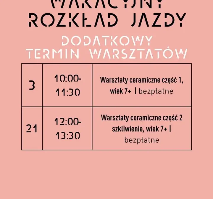 Dodatkowy termin warsztatów ceramicznych w lipcu w Galerii Zajezdnia