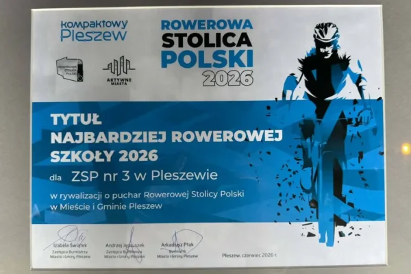ZSP nr 3 w Pleszewie ponownie najbardziej rowerową szkołą w rywalizacji Rowerowej Stolicy Polski