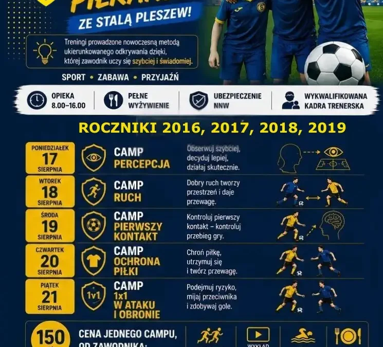 Wakacyjne Campy Piłkarskie ze Stalą Pleszew – zapisy trwają!