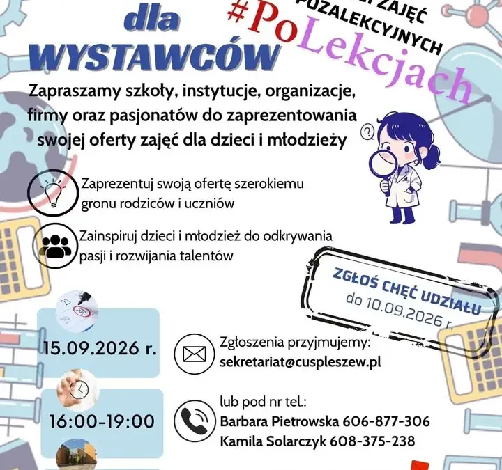Targi Zajęć Pozalekcyjnych w Pleszewie – poszukiwani wystawcy