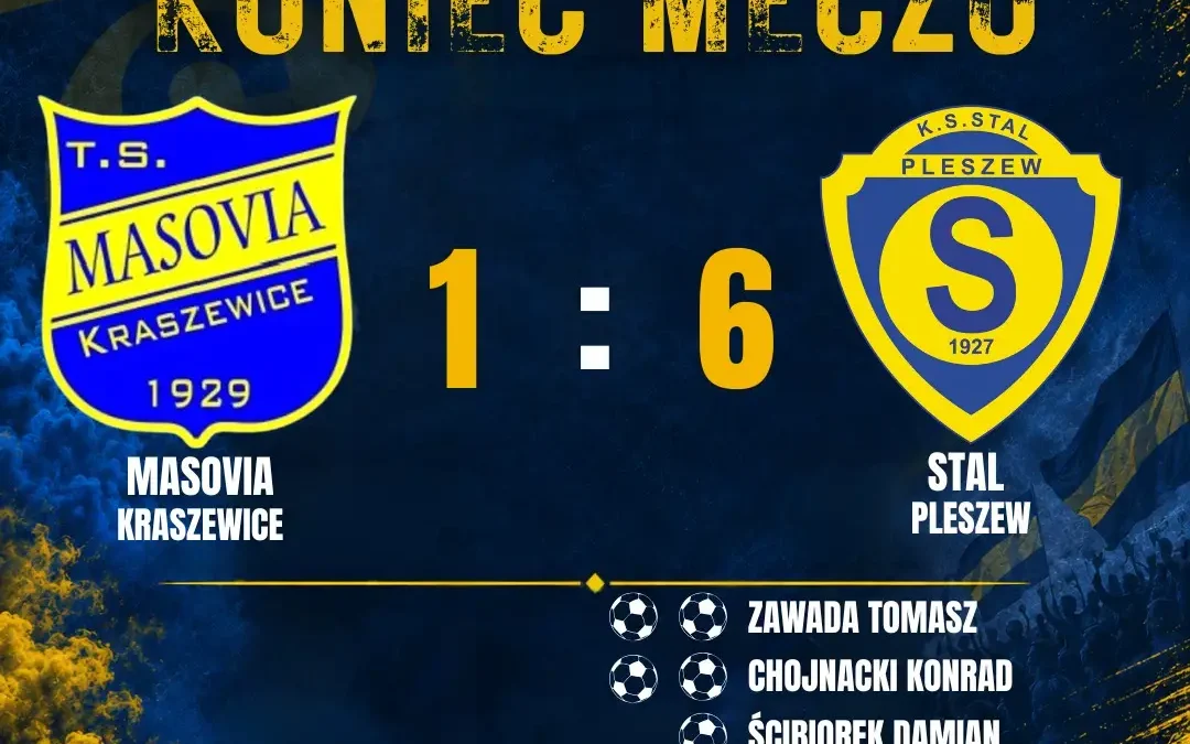 Stal Pleszew rozbija Masovię Kraszewice 6:1 na wyjeździe
