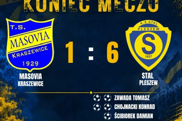 Stal Pleszew rozbija Masovię Kraszewice 6:1 na wyjeździe