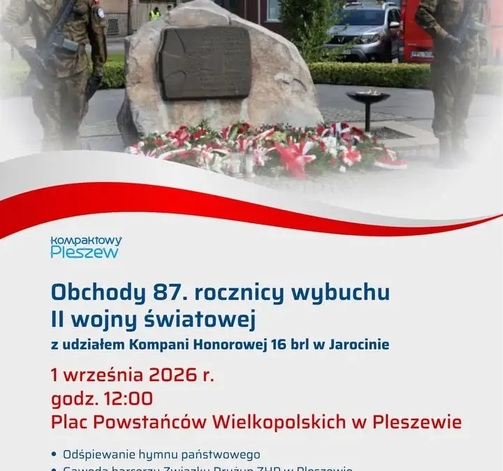 Pleszew: Obchody 87. rocznicy wybuchu II wojny światowej – program uroczystości