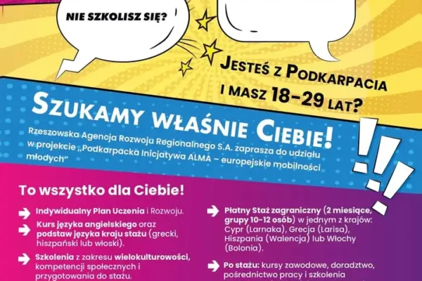 Rekrutacja do projektu ALMA dla młodych z Podkarpacia – staże zagraniczne