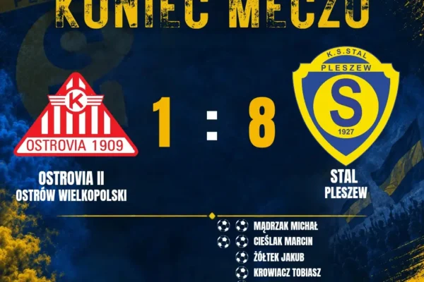 Stal Pleszew rozbija Ostrovię II 8:1 na wyjeździe!