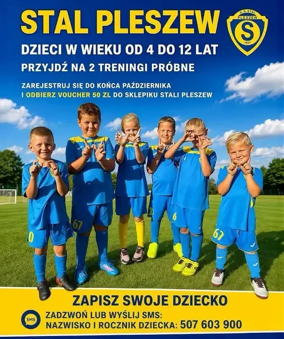 Stal Pleszew zaprasza dzieci na darmowe treningi piłkarskie