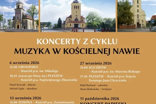 Muzyka w Kościelnej Nawie 2026 – cykl koncertów w pleszewskich świątyniach