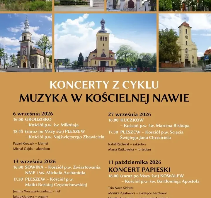 Muzyka w Kościelnej Nawie 2026 – cykl koncertów w pleszewskich świątyniach