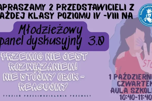 Młodzieżowy panel dyskusyjny o przeciwdziałaniu przemocy – zaproszenie na czwartek