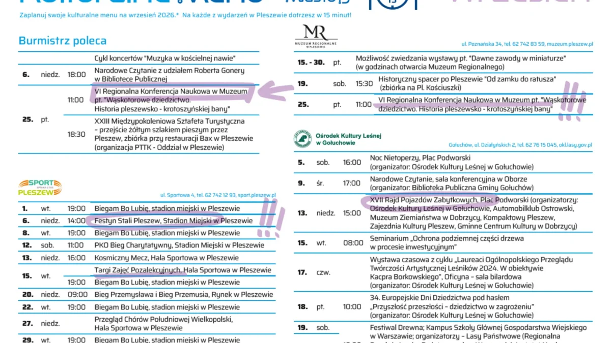 Kulturalne menu na wrzesień 2026 w Pleszewie i Gołuchowie