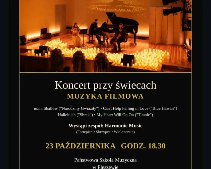 Koncert przy świecach w Pleszewie – muzyka filmowa w wyjątkowej atmosferze