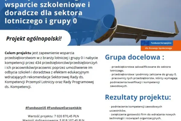 Nowy projekt wsparcia dla polskiego przemysłu lotniczego – szkolenia i doradztwo dla firm