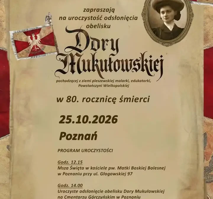Poznań odsłoni obelisk Dory Mukułowskiej w 80. rocznicę jej śmierci