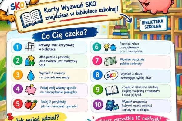 Wyzwanie SKO w bibliotece szkolnej – zbierz naklejki i zdobądź nagrodę