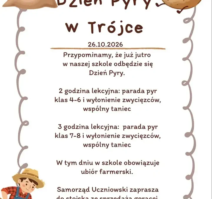 Trójkowy Dzień Pyry w szkole – parada i wspólny taniec już 26 października
