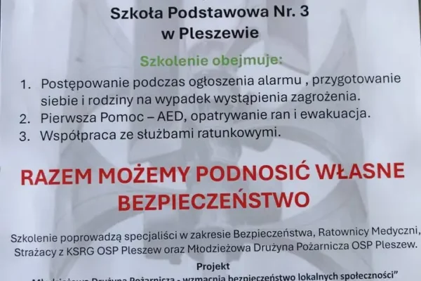 OSP Pleszew zaprasza na szkolenie z bezpieczeństwa w sytuacjach kryzysowych