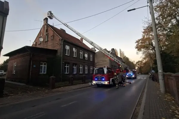 Pożar sadzy w kominie przy ul. Pleszewskiej w Dobrzycy – ewakuacja mieszkańców