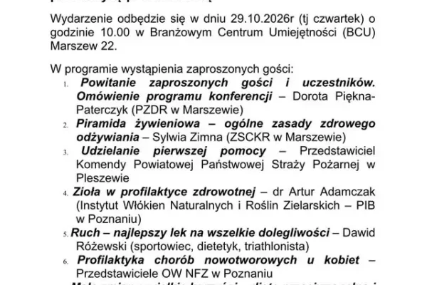 Konferencja o zdrowiu w Marszewie – profilaktyka, dieta i pierwsza pomoc