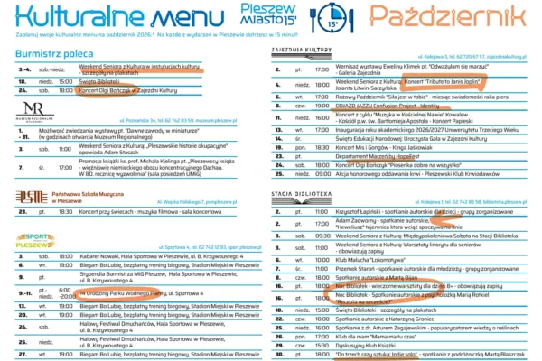 Kulturalne menu Pleszewa na październik 2026 – sprawdź, co się będzie działo